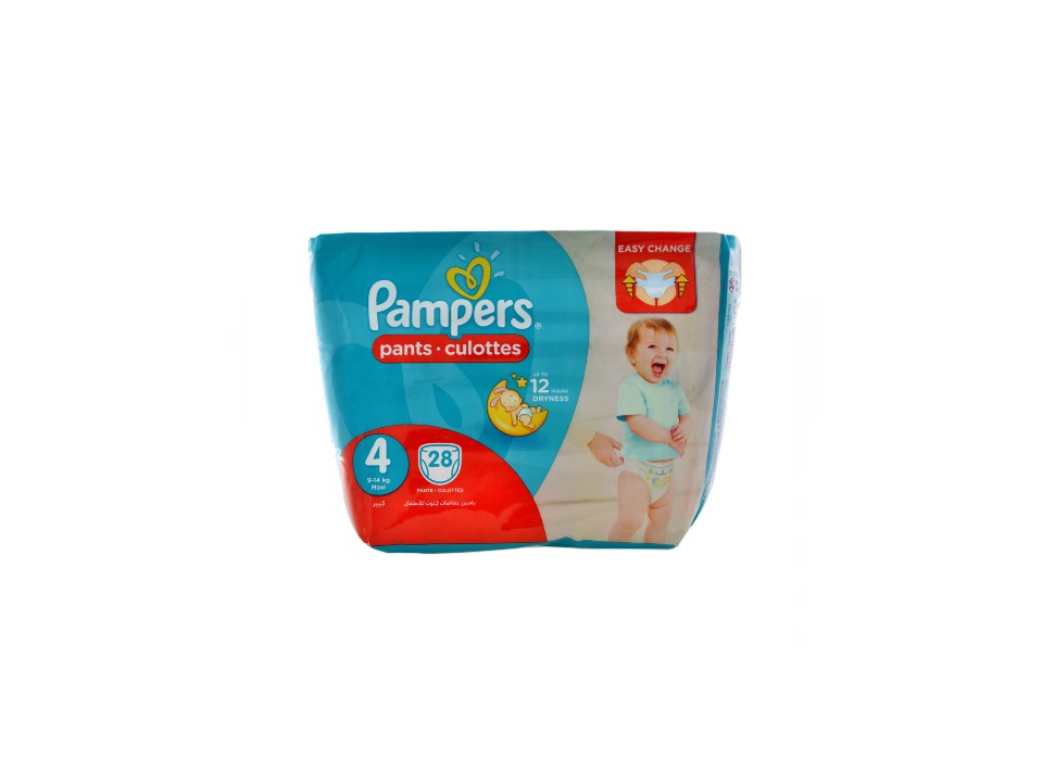 Couches Culottes Taille 4 (9-14 Kg) 28Pcs Pampers - Locooshop