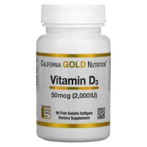 California Gold Nutrition, Vitamine D3 50 µg, 90 capsules à enveloppe molle à base de gélatine de poisson