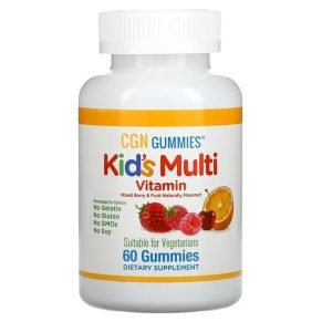 Gommes multivitaminées pour enfants, Sans gélatine, Arômes fruits des bois et fruits, 60 gommes