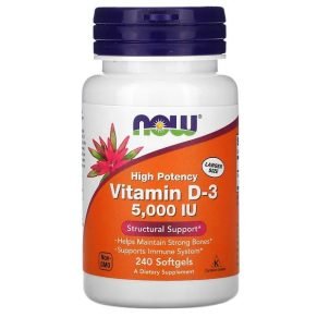 Vitamine D3 125 mg (5000 UI), 240 capsules à enveloppe molle